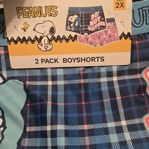 Peanuts Kids Boyshorts 2-Pack - Blue and Pink Plaid
